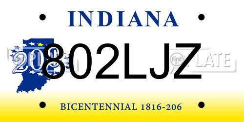802LJZ Indiana License Plate