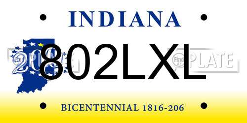 802LXL Indiana License Plate