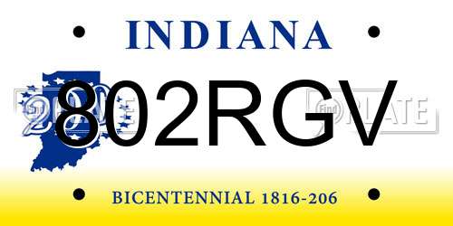 802RGV Indiana License Plate