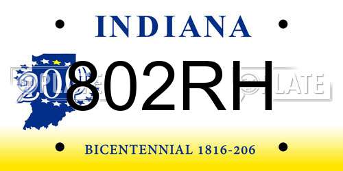 802RH Indiana License Plate