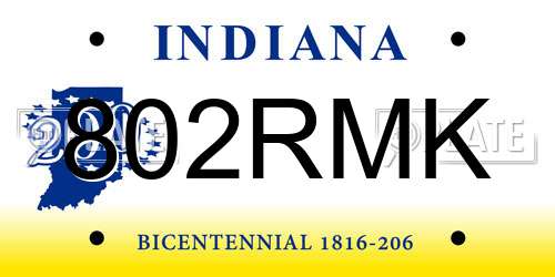 802RMK Indiana License Plate