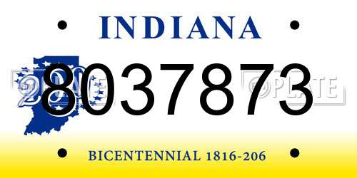8037873 Indiana License Plate