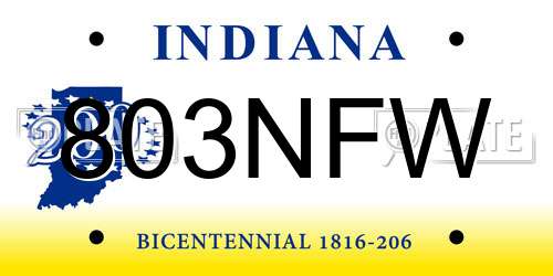 803NFW Indiana License Plate