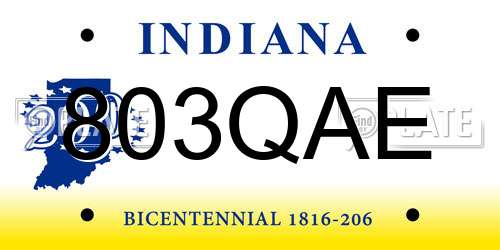 803QAE Indiana License Plate