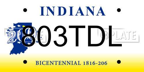 803TDL Indiana License Plate