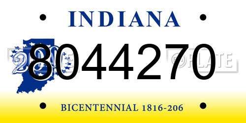 8044270 Indiana License Plate