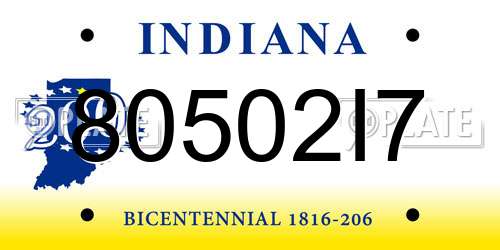 80502I7 Indiana License Plate