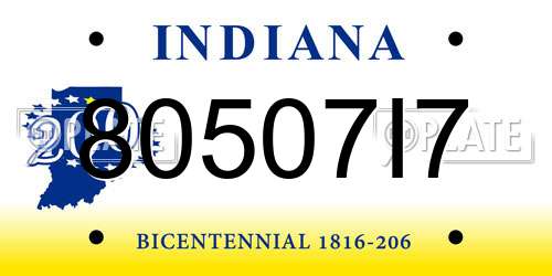 80507I7 Indiana License Plate