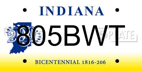805BWT Indiana License Plate