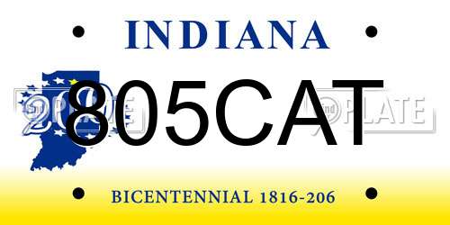 805CAT Indiana License Plate