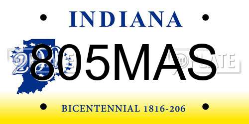 805MAS Indiana License Plate