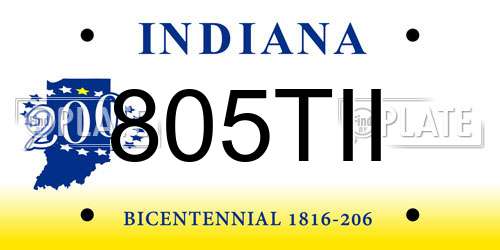 805TII Indiana License Plate