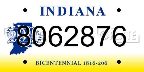 8062876 Indiana License Plate