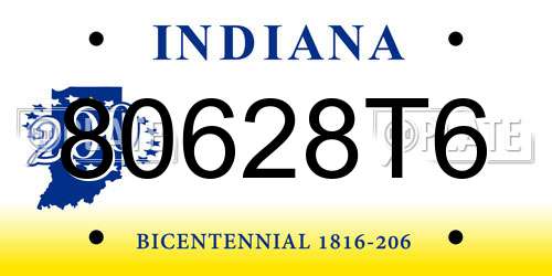 80628T6 Indiana License Plate