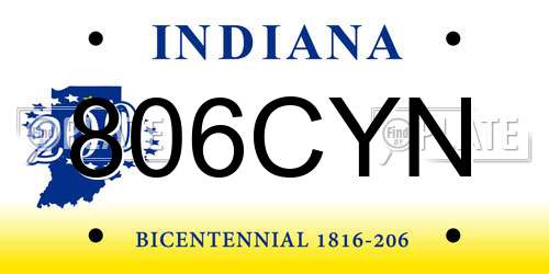 806CYN Indiana License Plate