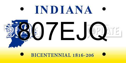 807EJQ Indiana License Plate