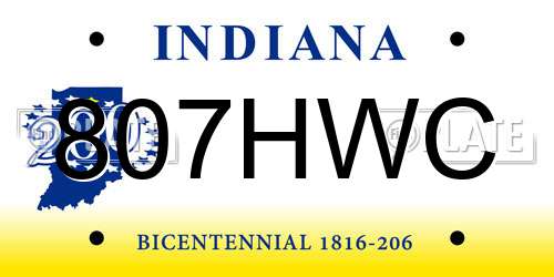 807HWC Indiana License Plate