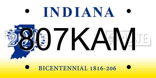 807KAM Indiana License Plate