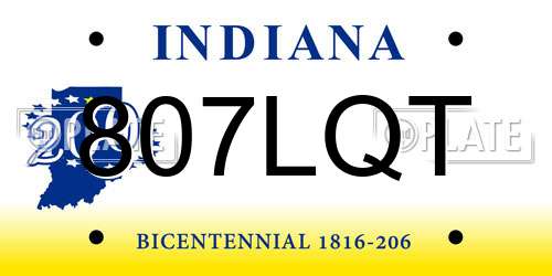 807LQT Indiana License Plate