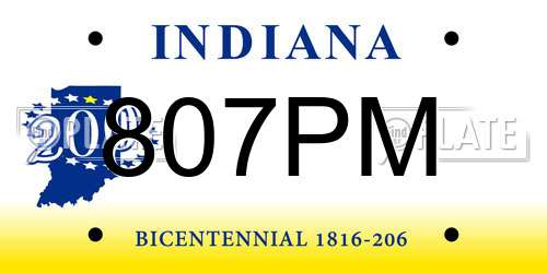 807PM Indiana License Plate
