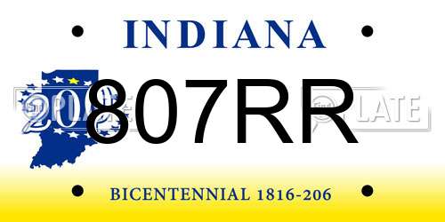 807RR Indiana License Plate