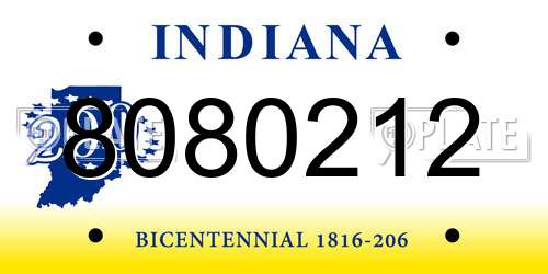 8080212 Indiana License Plate