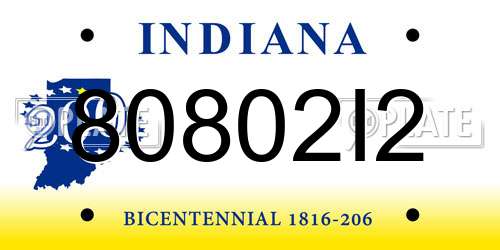 80802I2 Indiana License Plate