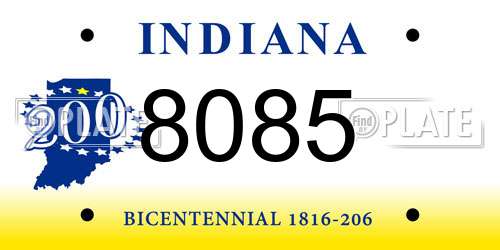 8085 Indiana License Plate
