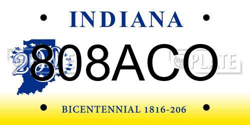808ACO Indiana License Plate
