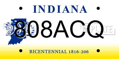 808ACQ Indiana License Plate
