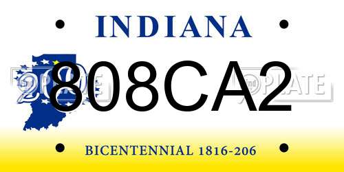 808CA2 Indiana License Plate