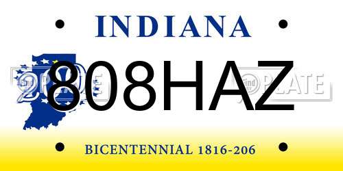 808HAZ Indiana License Plate