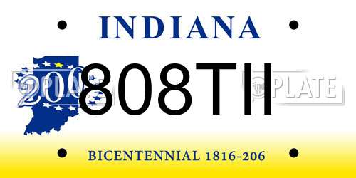 808TII Indiana License Plate