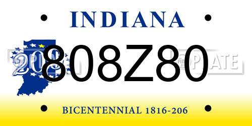 808Z80 Indiana License Plate