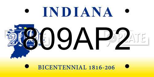 809AP2 Indiana License Plate