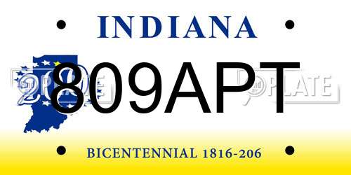 809APT Indiana License Plate