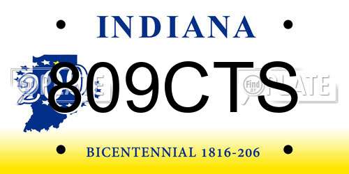 809CTS Indiana License Plate