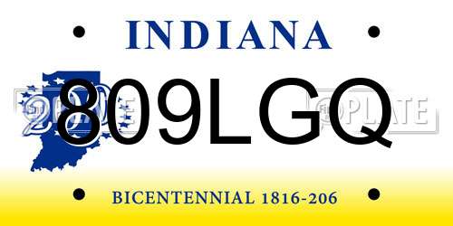 809LGQ Indiana License Plate