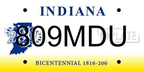 809MDU Indiana License Plate