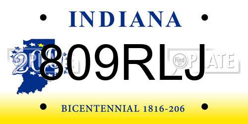 809RLJ Indiana License Plate