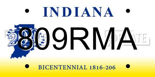 809RMA Indiana License Plate
