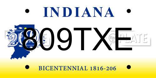 809TXE Indiana License Plate