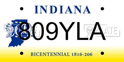809YLA Indiana License Plate