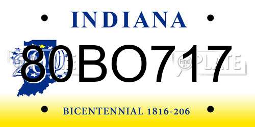 80BO717 Indiana License Plate