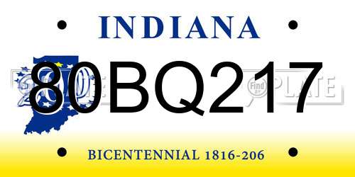80BQ217 Indiana License Plate