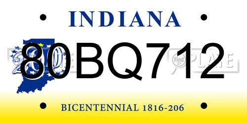 80BQ712 Indiana License Plate