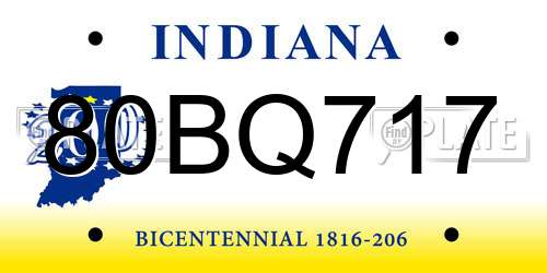 80BQ717 Indiana License Plate