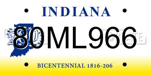 80ML966 Indiana License Plate