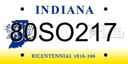 80SO217 Indiana License Plate