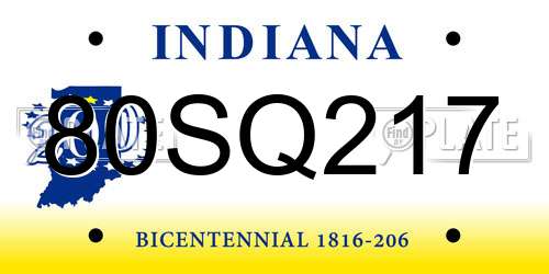 80SQ217 Indiana License Plate